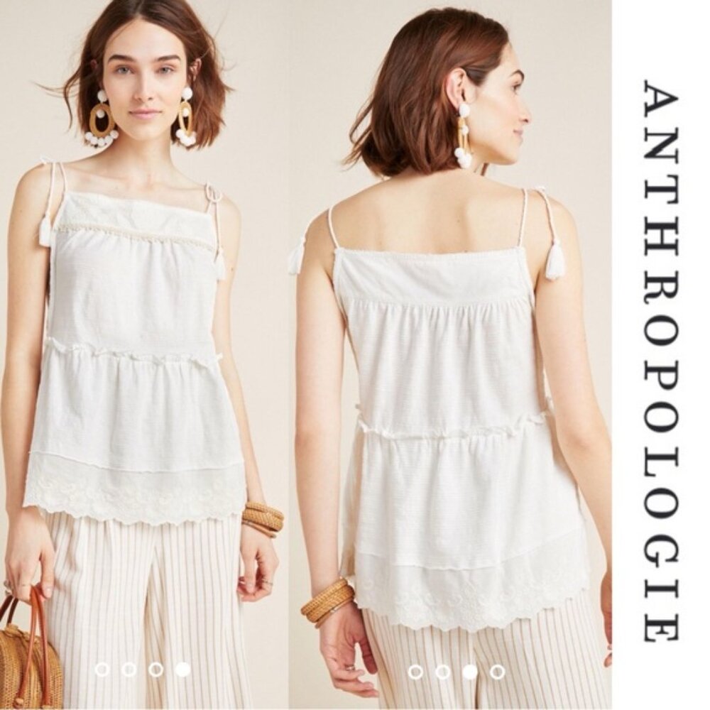 Anthropologie | Ivory April Tied Top Blouse | Size Extra Small